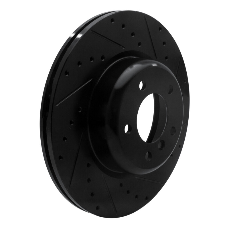 BMW 135IS Brake Rotor (1) - Front Right - R1 Concepts - Drilled & Slotted - Black - `06-`13